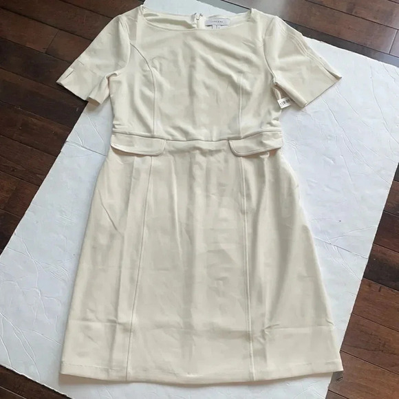 Lark & Ro short sleeved midi dress, cream. NWT! Size 12 - Picture 2 of 12
